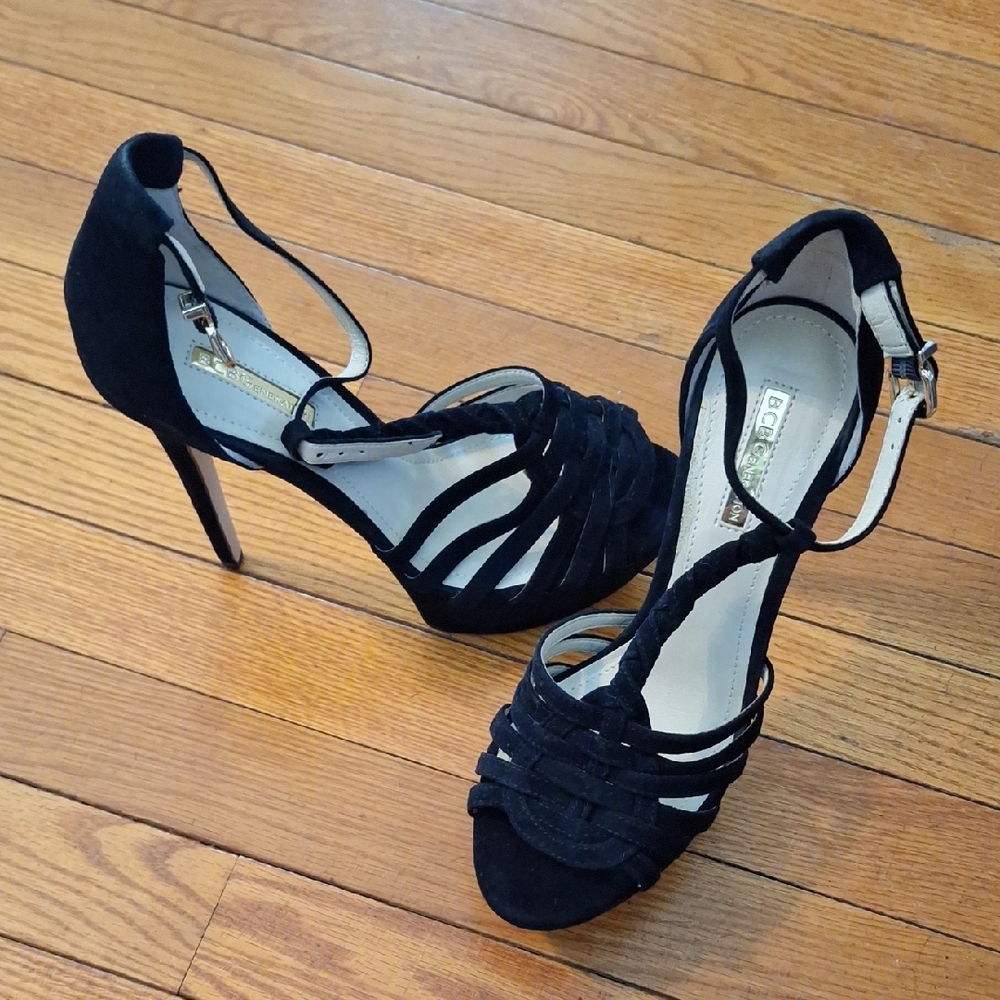 BCBG Black Strappy Heels